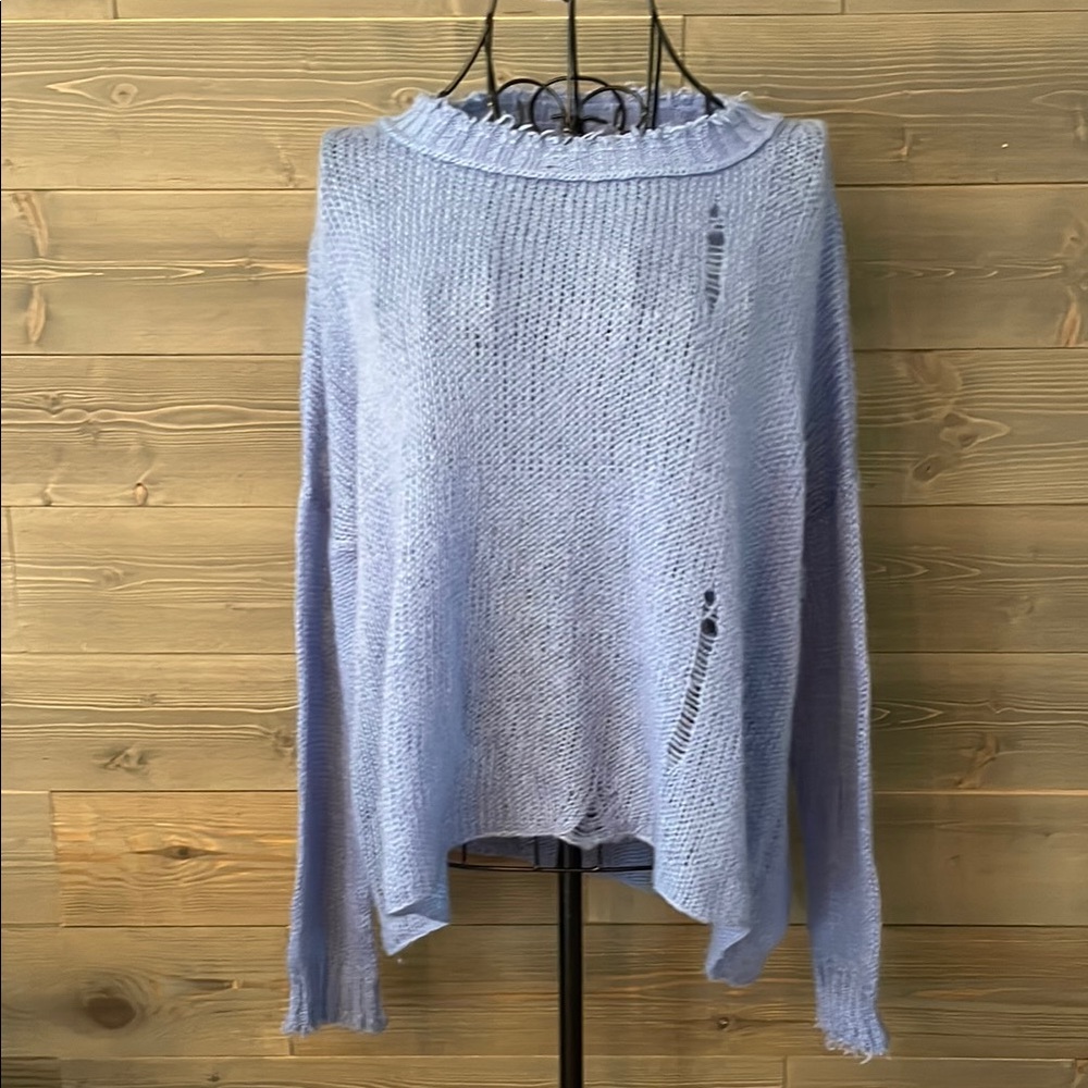 EUC wooden ships long sleeve distressed sweater